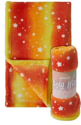 Lumaland KUSCHELDECKE IM Regenbogen-ORANGE-Design | Modern, kuschelig & der Blickfang für Ihr Zuhause | Perfekt für den gemütlichen Abend auf der Couch [Mikrofaser, 150 x 180 cm]