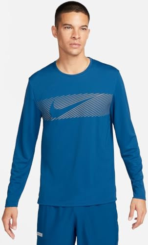 Nike Herren Top M Nk Df Uv Miler Top Ls Flash, Court Blue/Reflective Silv, FB8552-476, XL