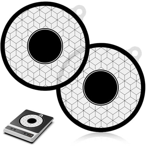 KWJEIULSOQ 2PCS Induction Hob Protector Mat, Magnetic Cooktop Scratch Protector, Silicone Induction Cooktop Mat for Induction Stove, Multifunctional Silicone Mats - for Air Fryer Liners (20cm, Beige)