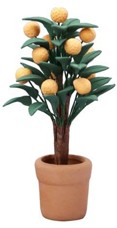 Miniature Potted Tree Adornment Orange Tree Model Decor Potted Plant House Artificial Plant Decor Dollhouse Realistic Faux Greenery Indoor