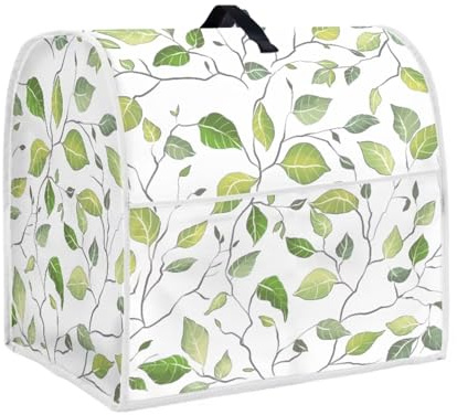 YUVAMAGIMO Green Leaves Stand Mixer Cover Compatible with Bowl Lift 6-8 Quart Kitchen Mixer, Cloth Dust Cover with Pocket for Extra Attachments