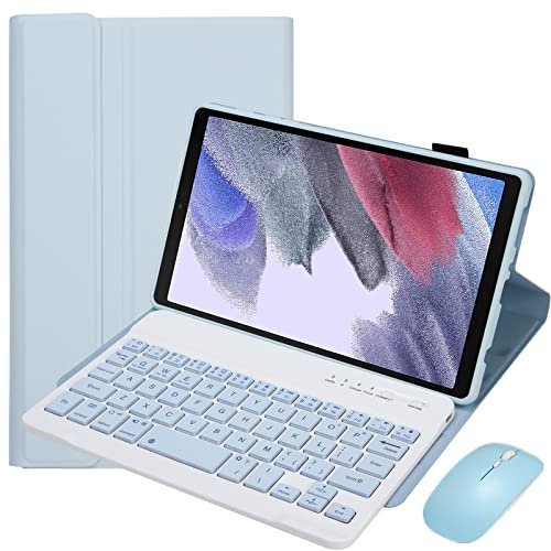 Bueuwe Tastatur Hülle für Samsung Galaxy Tab A7 Lite 8,7 Zoll 2021 (SM-T220/T227U) Mit S-Stift-Halter, Abnehmbarer Kabelloser Tastatur, Bluetooth-Maus,Blau