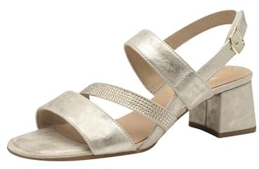 Tamaris Comfort Damen Sandalen mit Absatz mit Glitzerdetails Elegant, Gold (Cloudy Gold), 38 EU