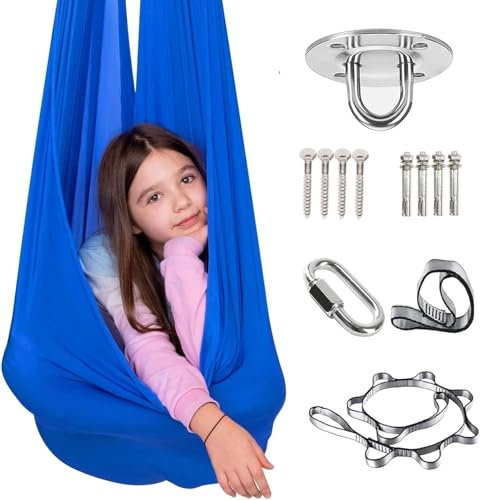 DTREEL Sensorische Ganzkörpersocken, Yogatuch Zum Aufhängen, Sensorische Vertikaltuch, Sensorische Ganzkörper Socken Für Autismus, Hängesessel Nestschaukel Mit Zubehör(D)
