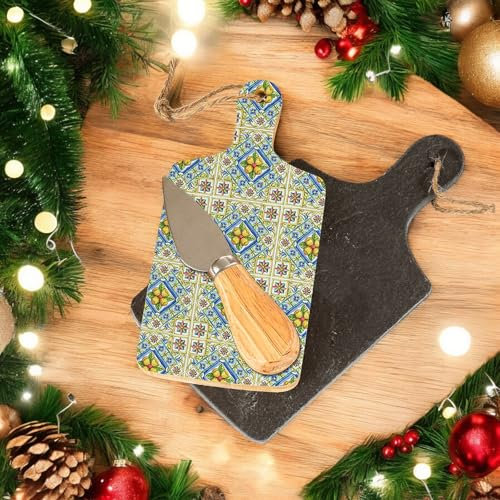 Doni Bomboniere 2PZ Tagliere o Sottopentola Doppio Set Ceramica e Ardesia Regalo per la Casa Utile Economico Legno Idea Regalo Amici Speciali Uomo Donna Lui Lei Economico Originali