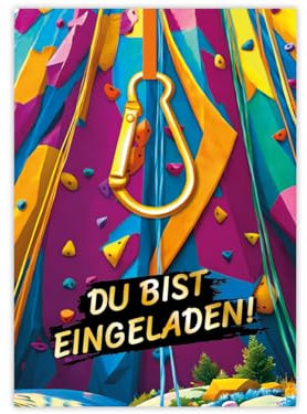12 Einladungskarten zum Kindergeburtstag Jungen Mädchen Klettern Kletterpark coole bunte Einladungen zum Geburtstag