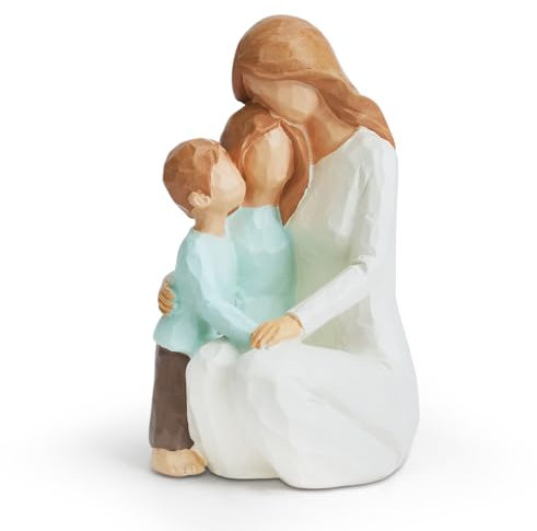 SHAIDOJIO Mother and Son Figurines, Mother and Daughter Ornaments, Sculpted Hand-Painted Mom and Children Statues Gifts, Resin Home Decor Ornaments Anniversary Birthday