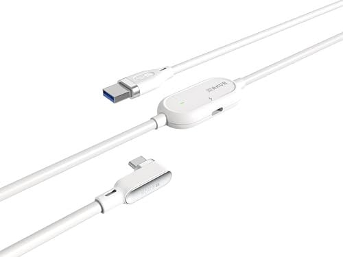AMVR Link Kabel mit Ladeanschluss 5m(16Ft) Kompatibel mit Quest 3/Meta Quest 3S, Pico 4 Ultra Zubehör, PC/SteamVR Headset Zubehör High Speed 5Gbps USB 3.0 to USB-C VR Ladekabel (Cremeweiß)