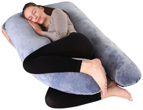 MEIION mychillow My chillow Ergonomique Coussin Coussin de Grossesse U - Oreiller de Maternité en Velours Amovible pour Femme Enceinte - Coussin d'allaitement Confortable et Soutien pour Dormir