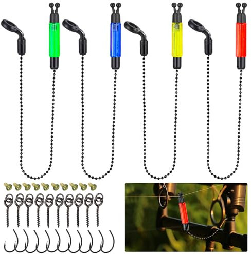 VGECEE 4 Stück Swinger für Karpfenangeln bissanzeiger angeln swinger set Karpfenangeln Swinger mit Köder Schrauben für Karpfen & Nacht & Angeln in Mehreren Positionen