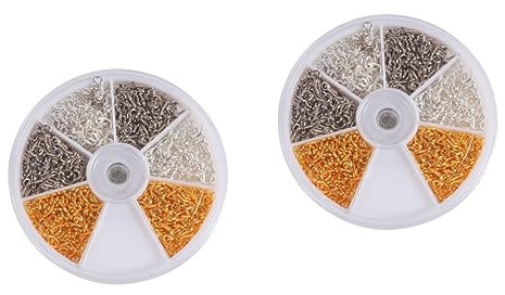 Ganci e occhielli, 2 confezioni di ganci e occhielli filettati in ferro placcato, chiodi autofilettanti, ganci ad anello con presa, misure miste, facili da installare for l'artigianato