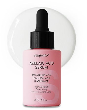 Suquato Azelainsäure Serum 10% – Azelaic Acid Gesichtspflege gegen Rosacea, Rötungen & Akne – Mit Niacinamid & Hyaluronsäure (30ml)