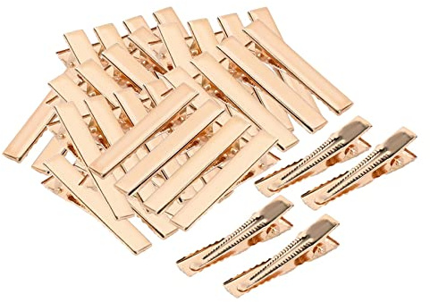 Lot de 50 pinces à cheveux crocodiles à dessus plat pour filles, accessoires de bricolage, dorés, 56 mm