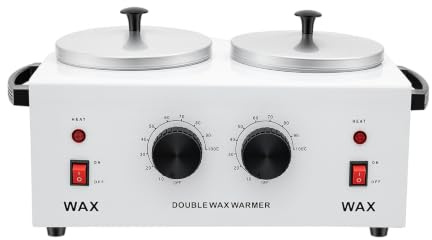 Chauffe-cire double 200 W pour épilation à la cire Chauffe-cire Chauffe-cire avec 2 pots 400 ml x 2 Chauffe-cire professionnel 0-100 °C Régulation de la température pour la maison, salon de coiffure