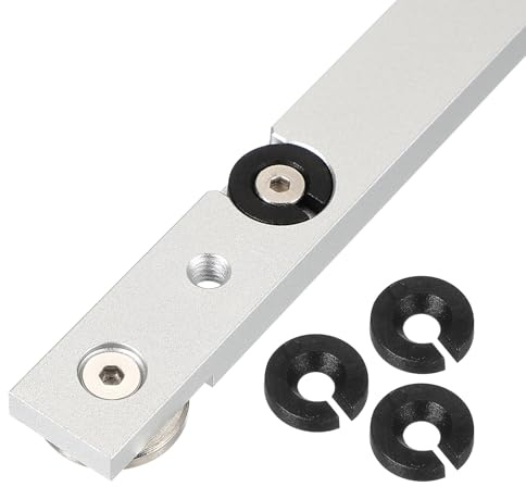 M METERXITY Aluminum t Track (11.8Inch/300mm, M6, Silver)- T-Slider for T-Slot Miter Slider W/Wheels, Pre Drilled Mounting Holes, Apply to Woodworking/Fixtures/Crosscut Sled/Router Table