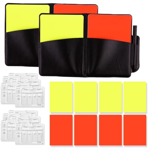 VEOIRXU 2 Pezzi Set di Carta Arbitro 10 Cartellino Rosso Cartellino Giallo Con Accessori Penna e Custodia Segnapunti Set di Carte Arbitro Sport Calcio Perfetto Per Partite di Calcio