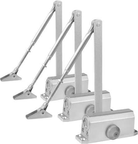 Vinabo Hydraulischer Türschließer Automatik mit Puffer, Einstellbar für Gewerbliche und Private Zuhause 15-45 kg, Silber (Packung mit 3)