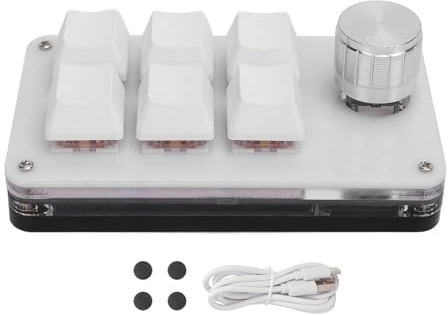 Klanata Mini Clavier mécanique Macro avec 6 Touches programmables, Clavier PC à Une Main pour contrôle Industriel et médias, doté de commutateurs Rouges Anti-poussière, Interface USB Type