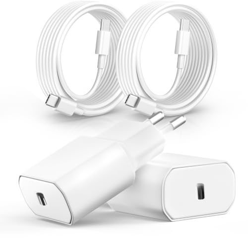 2Pack Cargador USB-C de 20W para iPhone 17/16, 20W Adaptador de Corriente de Carga Rápida PD3.0 y Cable USB-C para Phone 17/16/15/Pro MAX/Plus/Air/Pad – Blanco