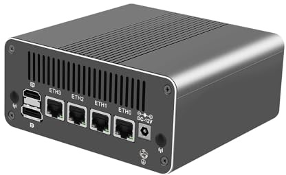 ANDAQI Micro Firewall Appliance, Mini PC, PFSense, OPNsense, VPN, Router PC, AMD Ryzen 5 5500U, RJ11, 4 x 2.5GbE I226-V LAN, Type-C, TF, HDMI, DP, 8G RAM, 128G SSD