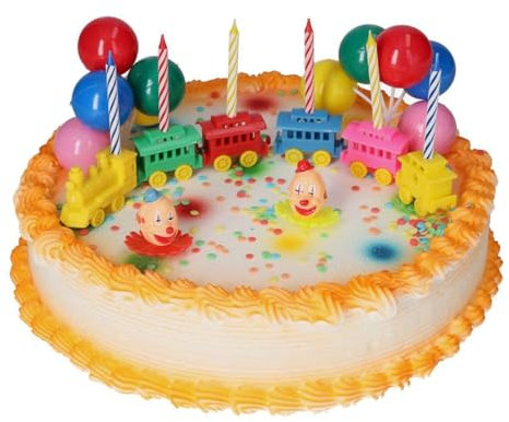 Cake Company Zirkuszug Motivtorte | Tortendekor Set mit Zug, Ballons und Kerzen, Clown Pickern & essbarem Zuckerkonfetti | Perfekt für Kindergeburtstage & Zirkus Mottopartys