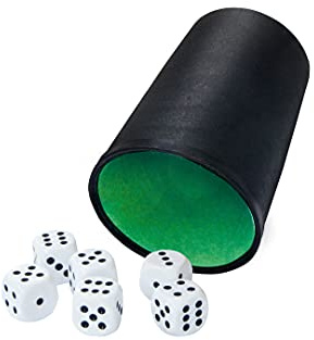 noris - Würfelbecher mit 6 Würfeln, vielseitig einsetzbares Würfel-Set für Spieler ab 3 Jahren, 606151286