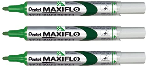 Pentel 3ÂMarker MWL5S Maxiflo für Whiteboard, Grün