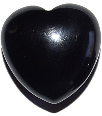 Onyx schwarz Herz klein schöne bauchige Form ca. 25x25x13 mm als Handschmeichler