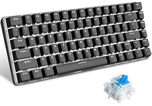 UrChoiceLtd AK33 Mechanical Gaming Keyboard with USB Port, LED Backlight, Anti-Ghosting Function, Blue or Black Keys, Suitable for Office