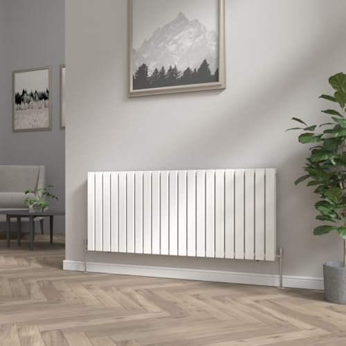 NRG 600x1428 mm Gloss White Column Designer Radiator Horizontal Double Flat Panel