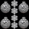 SLEETLY 8pk White Swirl Transparent Clear Baubles for Farmhouse Christmas Tree Holiday Xmas Decorations - Extra Large Shatterproof Plastic 120mm Balls and Snowflake Ornaments