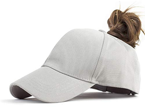 Pogah Damen Hoch Ponytail Baseball Mütze Messy Bun Hut Sonnenschutz Ponycaps Retro Cap grau einheitsgröße