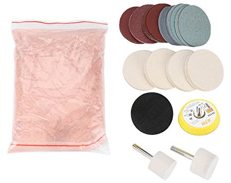 Glaspolierset Kratzerentfernungs-Set, 34 Stück, tiefer Kratzer-Entferner, Cericdioxid-Schleifscheiben, Polierpad, Filz für Windschutzscheibe und Glas