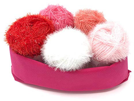 Camtiac Creative Bubble Garn Häkelgarn Strickgarn Bastelgarn Spülschwammgarn Pink Farben: 1 Weiss 3 Rosa 4 Pink 5 Melone 6 Rot 5x50g inkl. Papiliones Tasche