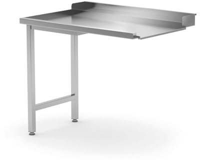 HENDI Ablauftisch für Geschirrspüler, linke Seite, mit einer 510 mm breiten Korbführung und Wandaufkantung, Anschlussmöglichkeit für Haubenspülmaschinen, 1000x700x(H)850mm, Edelstahl