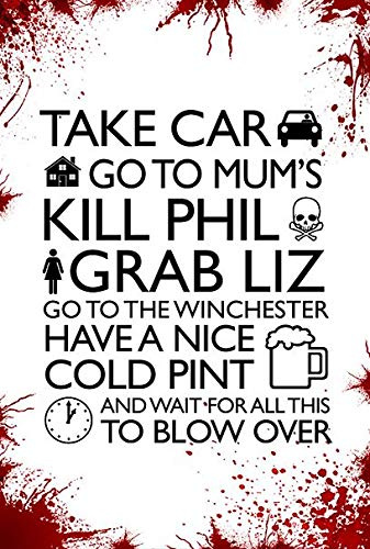 Artylicious Poster mit Zitat Shaun of the Dead, Blood Splats, A3