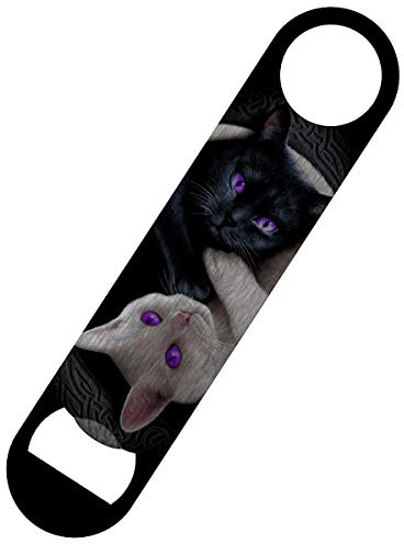 Spiral Yin Yang Cats Bar Blade Bottle Opener Black 18x4cm