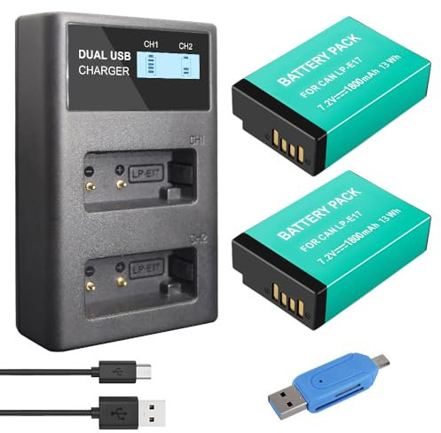 CITYORK 2er Pack 1800mAh LP-E17 Ersatzakku und Dual USB Ladegerät für Canon EOS RP, Rebel SL2, SL3, T6i, T6s, T7i, EOS M3, M5, M6, EOS 200D, 77D, 750D, 760D, 800D, 8000D, KISS X8i-Kamera