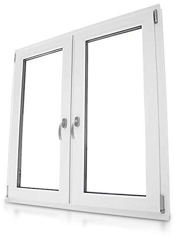 2 ventanas de plástico con inclinación giratoria, color blanco, cristal doble