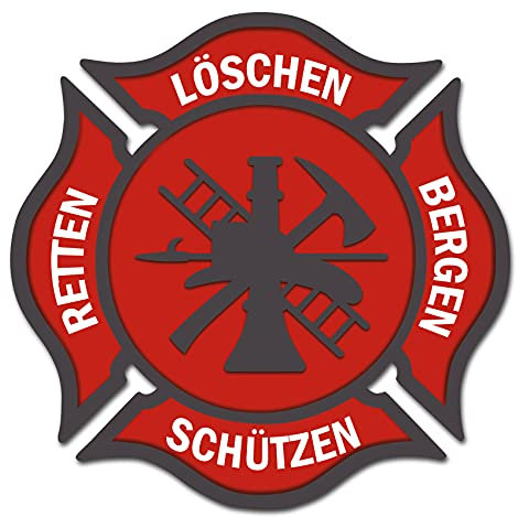 Finest Folia Feuerwehr Aufkleber rot Autoaufkleber Retten Löschen Bergen Schützen Aufkleber für Helm Auto Kfz Sticker selbstklebend waschstraßenfest R134 (Ohne Wunschname, 10cm)