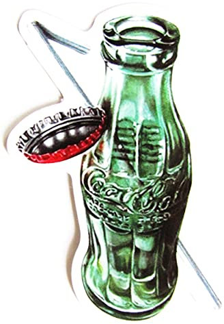 Coca C o l a - Aufkleber - Flasche mit Trinkhalm & Kronkorken - Motiv 078-67 x 50 mm
