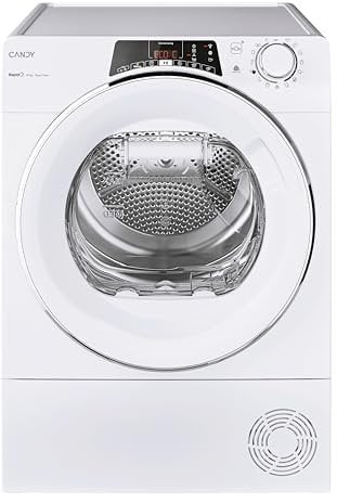 Candy RapidÓ, ROE H10A2TCEX-S, Secadora 10KG, Bomba de Calor, Pantalla Smart Text, WiFi, App hOn, 7 Ciclos Rápidos, Cajón Condensación 5L, Planchado Fácil, Inicio Diferido 24H, Blanco