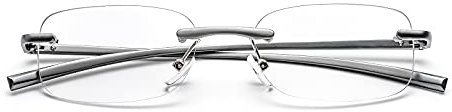 ZUVGEES Randlos Metall Blaulichtfilter Lesebrille für Herren und Damen mit Federscharnier Lightweight Anti-blaue Computerbrille (Grau, 1.00)