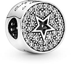 PANDORA Moments Pavé & Stern Glückwünsche Charm aus Sterling-Silber mit Cubic Zirkonia, kompatibel mit Armbändern aus der Moments Kollektion