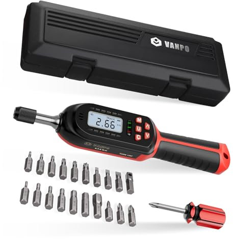 VANPO Digital Torque Screwdriver 2.66-53.1 in-lbs/0.3-6 Nm, Adjustable Screwdriver Torque Wrench Set with Buzzer/LED Indicator Notification for Bike Repairing, Tools, Maintenance and Mounting