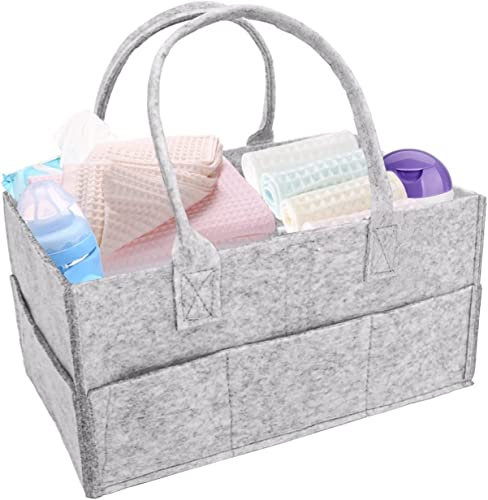 Baby Nappy Caddy, Portable Nursery Organizer, Storage Basket for Babies, Portable Holder Tote Bag for Changing Table Car Travel Newborn Essentials .Baby Gift Accessories (grey)