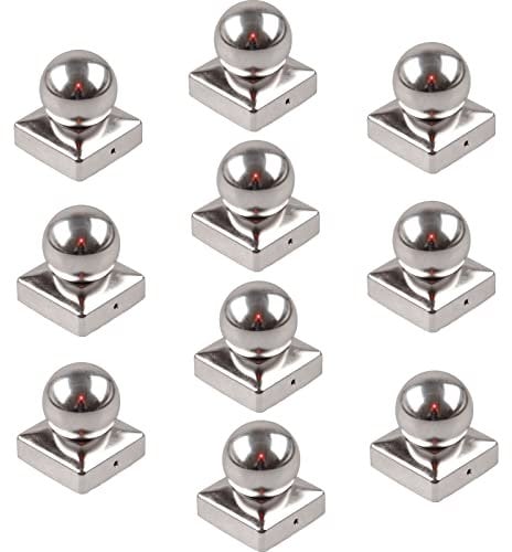 10x Edelstahl Pfostenkappe Abdeckkappe für Pfosten Kugel 71 mm 7x7 cm