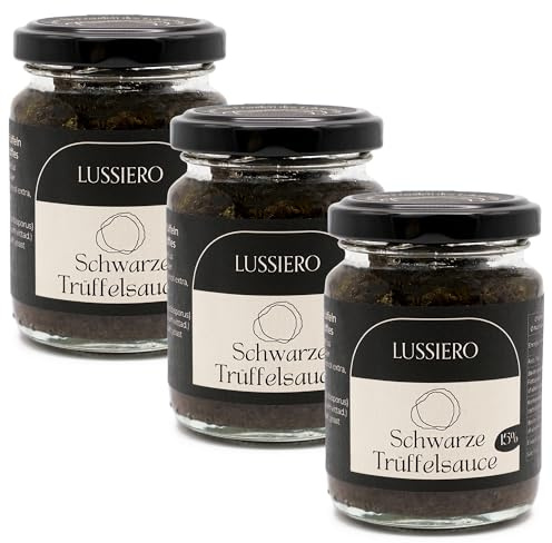 3er Pack Lussiero Premium Trüffel Sauce mit 15% echtem Schwarzem Sommertrüffel Salsa Tartufata Royal Tapenade 80g