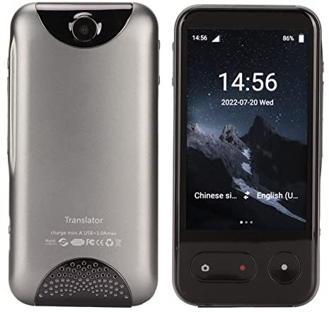 Sprachübersetzergerät, Tragbarer Zwei-Wege-Sofortsprachdolmetscher 138 Sprachen in Echtzeit, mit Bluetooth, 4,0-Zoll-Touchscreen, Unterstützung für Sprache und Foto, Online oder Offline