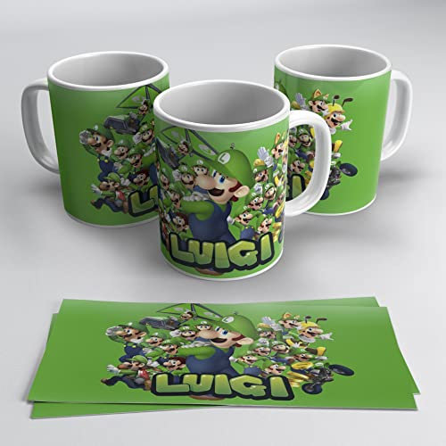 newseny Taza de Luigi Bros - 320ml Cerámica (Merch de Luigi Bros, Hermano de Mario Bros) (Luigis)